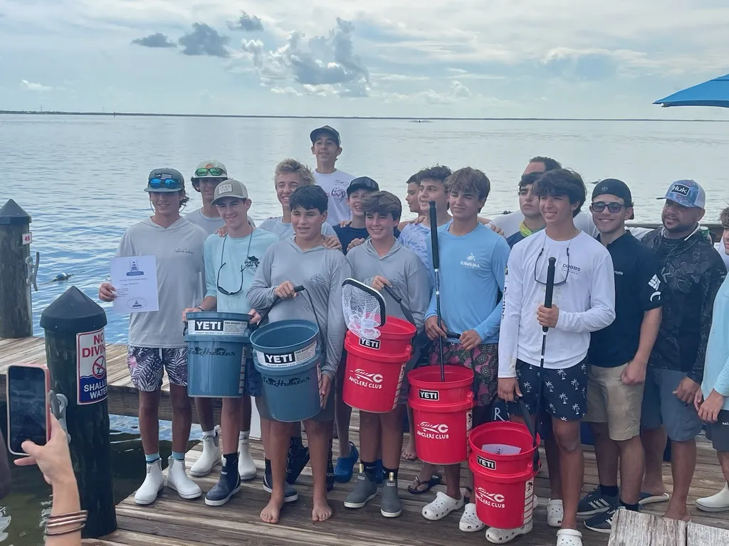 Beginner anglers enjoying a private fishing trip from Key Biscayne