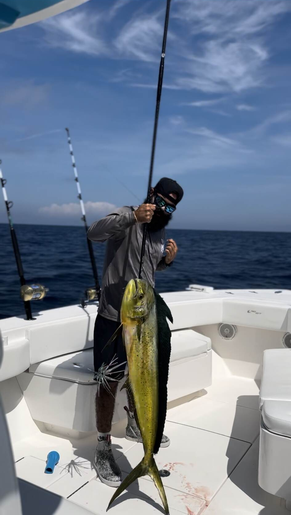  A boat with anglers on it during a deep sea fishing trip